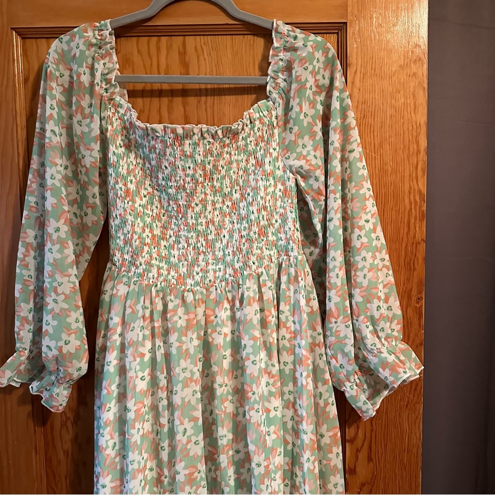 Pink Lily Green Floral Maxi Dress